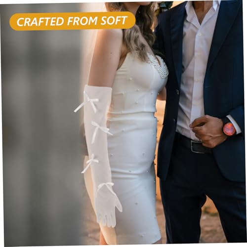 Guantes de novia de malla larga BESPORTBLE para bodas y fiestas 6