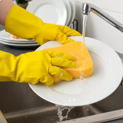 Afcabakila 12 Pcs Large Cleaning Sponges Bulk, 7.5x5.5x1.9 Inch Grout Car Wash Foam Sponge, Multipurpose Scrubber Sponge All Purpose for Kitchen, Tile, Car, Boat, Dishwashing, Crafts, Pottery, Yellow