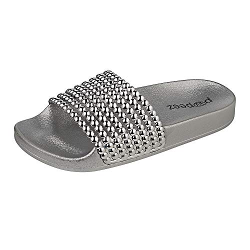 Flat Slide Sandals For Kids With A Pearl Detail Strap2