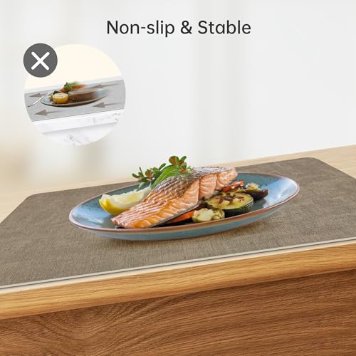Placemats and Coasters Set 6: KitchenBoss Dual Sided Place Mats for Table, Wipeable Black Dinner Mat Coaster Sets, Non Slip Washable Dining Table Plate Mats,43 * 30cm (Black + Grey Apricot) - Image 4