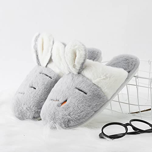Cute Socks For Women Mid Calf Womens Slippers Indoor Home Cute Animal Cartoon Rabbit Tan Faux Leather Boots (Grey, 6) #TOP6