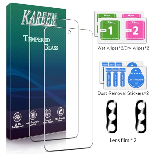 Image of KAREEN 2+2 Pack Screen Protector for Samsung Galaxy A37 5G Tempered Glass Film with Camera Lens Protector, 9H Hardness, Anti Scratch, Bubble Free, Case Friendly