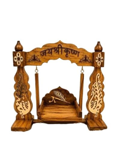 Wooden Jhula for Laddu Gopal Ji Janmashtami | Premium Sagwan Wood Krishna Jhula Swing for Bal Gopal Idol | Traditional Handcrafted Temple Swing for Pooja, Home Mandir & Festive Decor-image-20
