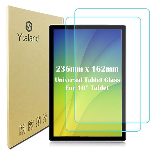 Ytaland Universal Glass Screen Protector for Tablet 9.6-10.1 inch, [2 Pack] Tempered Glass for Tablet 10 inch Film [9.29" x 6.38"]