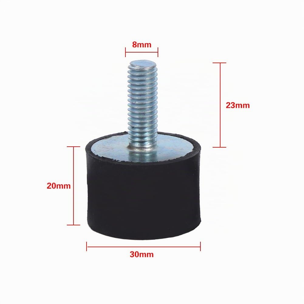 Keenso Gummipuffer M8, 8 Stücke M8x23 Silentblock m8 Gummi Vibrations Isolation Mounts Schwingungsdämpfer m8 Silentblock Automatische Bootspulen(VD30*20 M8*23)