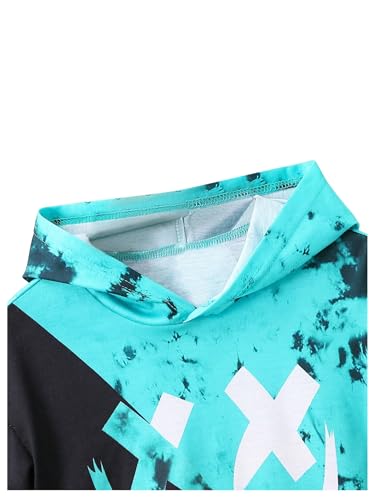 WDIRARA Boy's Two Piece Graphic Print Hooded Neck Tops and Track Shorts Clothing Set3