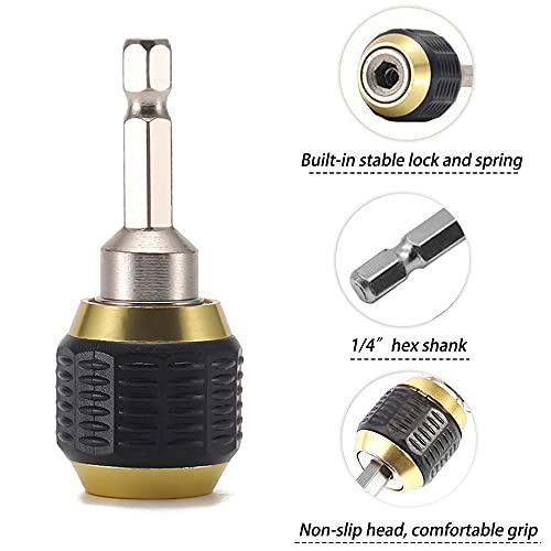 Saipe 2 Pcs 1/4 Inch Hex Shank Drill Bit Extension Screwdriver Bit Holder Extension Rod Self-Locking Drill Bit Holder Quick Release Chuck Adapter Connector Power Drill Tool [60Mm Length] #TOP4