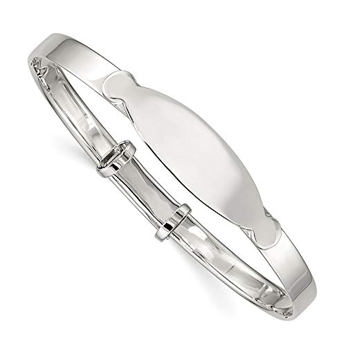 Solid 925 Sterling Silver ID Adjustable Baby Bangle Cuff Bracelet