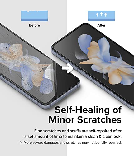 Ringke Dual Easy Film [4-Layer Protection] Compatible With Samsung Galaxy Z Flip 4 5G Screen Protector (2022) Self Healing Repair Coating Full Coverage Hd Clear Screen Protector - 2 Pack #TOP5