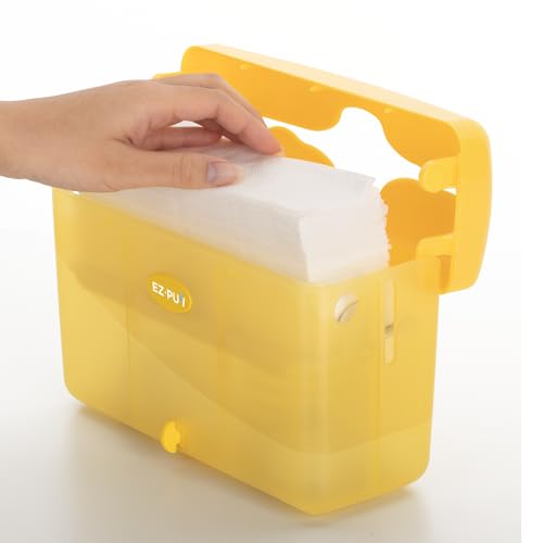 Image of EZbrnd Countertop SLIMFOLD Hand Towel Dispenser for Kitchen /Bathroom /Office /RV /Airbnb, Guest Towel Holder, Sunburst Yellow