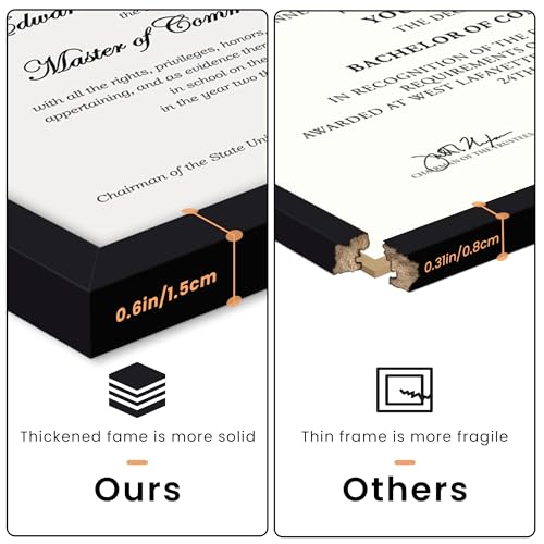 Image of upsimples Certificate Frame, 8.5 by 11 Diploma Frames, 1 Pack, Black | Clear Plexiglass, 8.5x11 Document Degree Frames for Gallery Wall and Tabletop, Graduation Gift