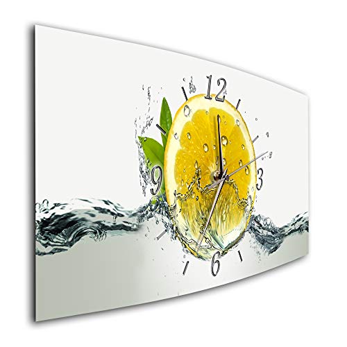BM Funk Quarz Wanduhr Funkwanduhr Funkwanduhren Funkuhr Funkuhren kein Ticken lautlos geräuschlos leise modern ohne Tickgeräusche groß XXL Wohnzimmer Küche Obst Zitrone Wasser 8159-1a Cover
