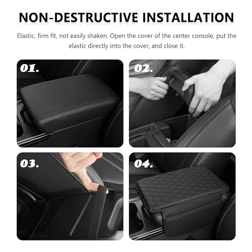 Image of Upgraded Car Armrest Cover, Microfiber Leather Arm Rest for Car Cushion with 2 Pocket Car Organizer, Universal Car Interior Accessories for Cars SUV Trucks (Pink)