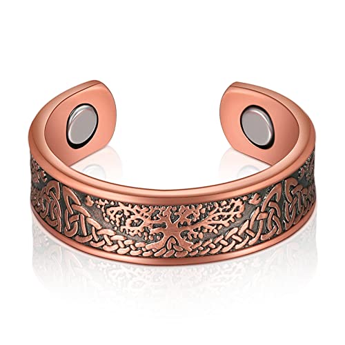 Bagues en Cuivre Pur Magnétiques Bagues Réglables pour Femmes Hommes Anneaux Magnétiques en Cuivre Massif Anneau de Doigt avec Aimants pour Cadeau d'Anniversaire Journée de la Femme Mère Cover