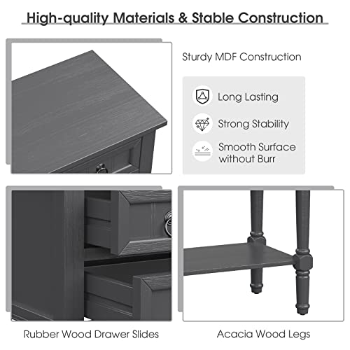 Giantex Console Table With Drawers, Rustic Entryway Table With 3 Storage Drawers And Open Bottom Shelf, Sofa Beside Table For Living Room, Kitchen Counter, Hallway, Couch, Foyer, Entry Table, Gray #TOP3