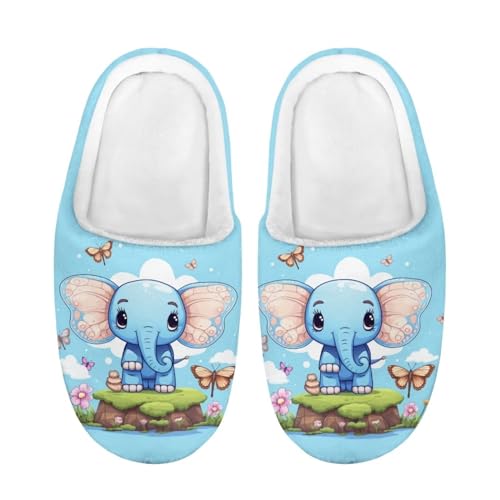 HUIACONG Elephant Baby Boys Slippers Butterfly Floral Kids House Shoes Fluffy Plush Teen Children Slippers Comfort Lightweight Girls Slippers for Kitchen Outdoor Non-slip Slipper Size 13-13.5