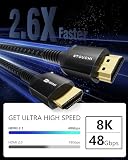 Stouchi Kabel HDMI 2.1, 3 m, 8K Ultra HD 48 Gb/s, wysoka prędkość, 8K60, 4K120, 144 Hz, RTX 3080, eARC, HDR10, 4:4, HDCP 2.2 i 2.3 Dolby, kompatybilny z Fire TV/Roku TV/PS5/Xbox Series X/LG, czarny,