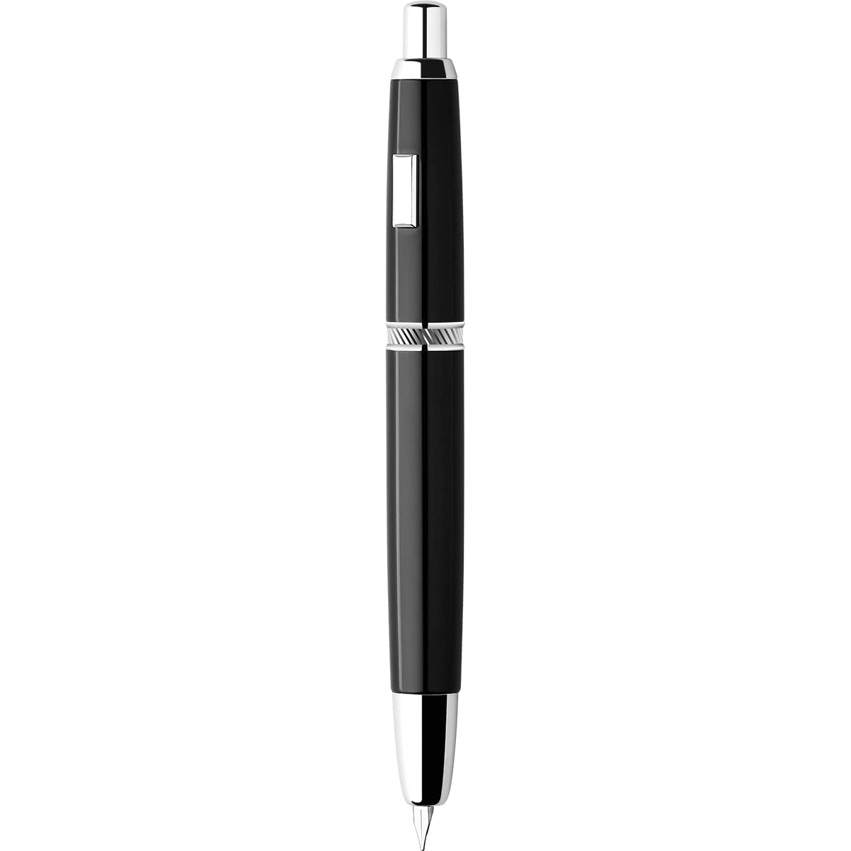 Wikult Majohn A1 - Stylo Plume Presse en Métal Noir Piano, Pointe Extra Fine Rétractable 0,4 mm avec Convertisseur pour une Écriture Lisse (Sans clip)