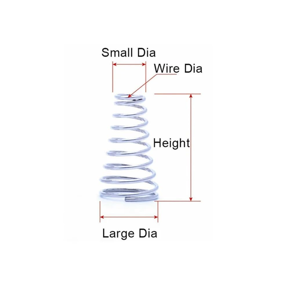 Metal Springs 10pcs 304 Stainless Steel Tower Return Springs Conical Shaped Spring WD: 0.3/0.4/0.5/0.6/0.7/0.8mm Mini Diameter: 2-12mm (Size : 10pcs 0.6 * 4.5-8.5 * 11mm)