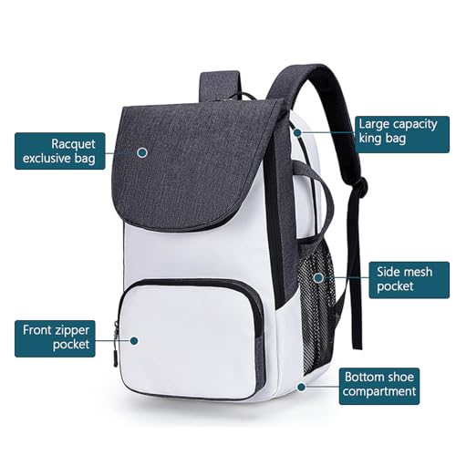 Mochila de material de tenis con espacio separado para zapatillas y coderas 7