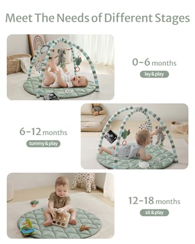 image for Blissful Diary Waterproof Baby Play Gym Mat, Wipe-Clean Vegan Leather 