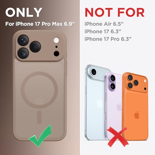 CAPRARO Magnetic for iPhone 17 Pro Max Case, Upgraded [Full Camera Protection] [Compatible with MagSafe] Protective Translucent Matte Women Girl Phone Case Cover, Withered Brown by CAPRARO - Used condition - US$13.79
