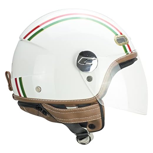 CGM Casco demi jet visiera lunga, 109I GLOBO ITALIA, Bianco Verde Rosso, M (57cm)