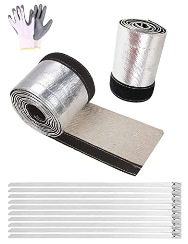 BaiYiQing Wire Heat Shield Heat Shroud Sleeve Heat Shield Automotive Fuel Line Wire Heat Sleeve for Ultimate Heat Protection Hose Wire Sleeving,with 10PCS Stainless Steel Cable Metal Ties1-1/2