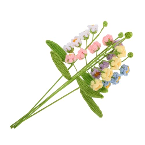 STOBAZA 5 Pezzi Bouquet Fiori Alluncinetto Giglio Artificiale Lavorato Maglia in Filato Resistente Soffice e Facile da Pulire Decorazione e Regalo Festa della