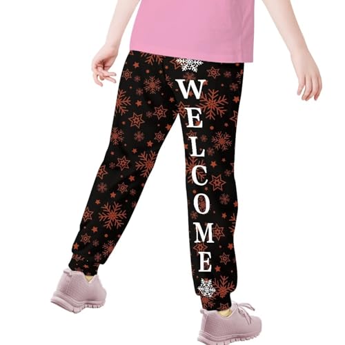 AmzPrint Boys Cargo Sweatpants Snowfall Print Sweatpants for Toddlers Drawstring Christmas Running Pants Black4