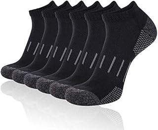 Heatuff Men's Athletic Ankle Performance Breathable Cushion Sport/Workout/Running Low Cut Socks 6 Pair(Black)