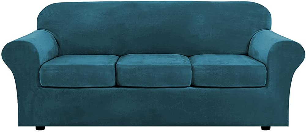MGEMJMJ Couch Cover,Jacquard Velvet Elastic Sofa Seat Cover Cushion Cover Velvet Thick Soft Elastic Sofa Cover(Size:3 seats (190-230cm),Color:A)