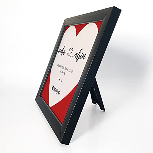 Image of Ritwika's Personalized Spotify Song Barcode With Name Message Date Heart Digital Print Engineered Wooden Tabletop Frame For Desk 17 X 17 CM Red & White Set Of 1