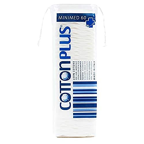 Cotton Plus MINIMED 60 pz. - LINEA MEDICALE | QUADRATI PRETAGLIATI, 100% PURO COTONE PER USO MEDICALE | Ipoallergenici, assorbenti e resistenti.