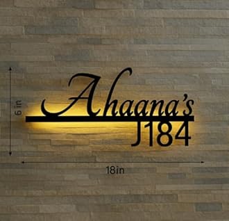 The C A F Customized Stainless Steel LED Name Plate Signage With House Number...