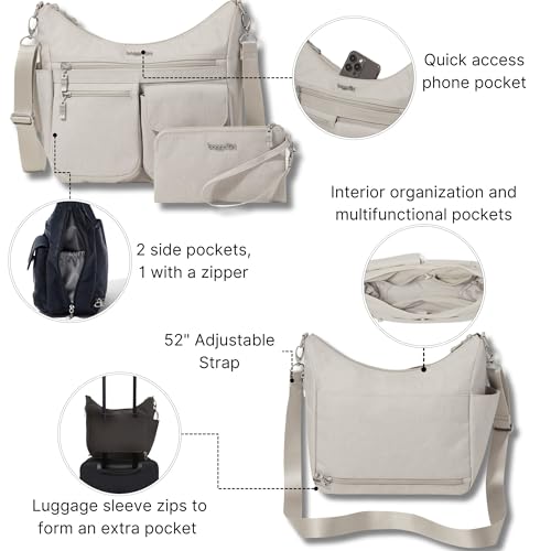 Image of Baggallini Modern Everywhere Crossbody Bag for Women 11x9x4.5 Rfid Hobo Bag