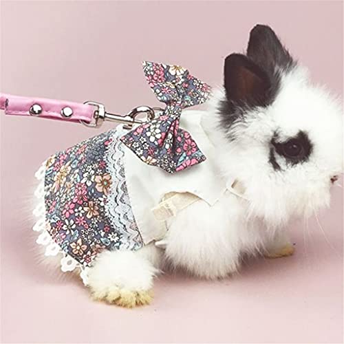 Animal Walking Pet Leash Bunny Chaleco Arnés y Correa Set Conejo Hurón Conejito Hamster Vestido Arnés Animal pequeño Ropa