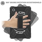 Etui na tablet PC torba rękawy etui na tablet do Samsung Galaxy Tab A7 Lite 8,7 T220, dzieci pełne ciało odporne na wstrząsy pokrowiec na tablet z paskiem na rękę/paskiem na ramię obracana podpórka (kolor: Czarny)