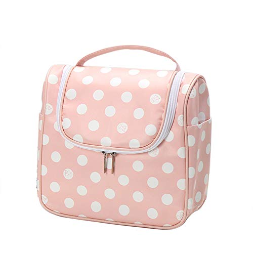 Belsmi Kulturtasche zum Aufhängen Faltbarer Studienhaken Reise Veranstalter Zubehör mit Tragegriff Waschtasche Waschbeutel für Männer platzsparende Kosmetiktasche (Rosa Punkt)