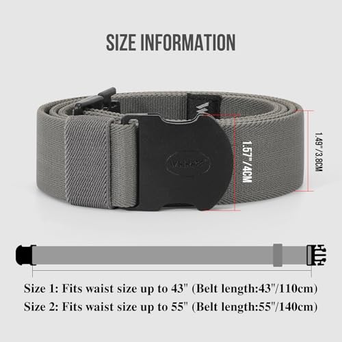 Image of WHIPPY Mens Elastic Stretch Belt Unisex Adventure Web Belt for Women Men with Non-Metal Buckle Adjustable Belts