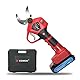 KOMOK Elektrische Gartenschere mit LED-Display, 21V Elektrische Astschere mit 2 Stücks 2Ah Lithium Akkus, 30mm Schnittdurchmesser für 6-8 Arbeitsstunden, Rosenschere Strauchschere Astschere (Rot)