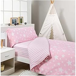 Fundas Nordicas Infantiles Kiabi Cotton ARTean Funda nordica Infantil/Juvenil Reversible Givette Pink para Cama de 90 x 190/200 50% algodón 50% Poliester, Color : Rosa