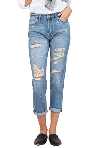 VERVET by Flying Monkey Distressed Paint Splatter Boyfit Jeans2