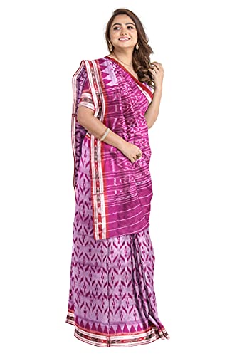 Image of Odisha Sambalpuri Handloom Ikat Women's Cotton Saree, Odisha Handloom Handmade Pure Cotton Khandua Saree, Ikkat Orissa Traditional Handloom Saree Without Blouse