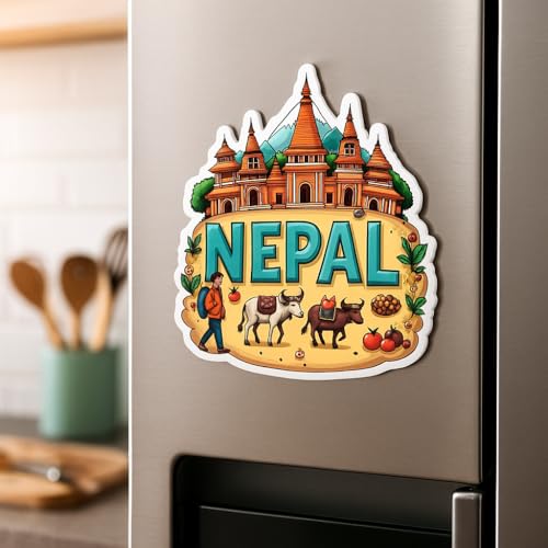 Image of Naxon Nepal Country Theme Souvenir Wooden Refrigerator Stylish Fridge Magnet - Fridge Decoration Magnet for Kitchen & Home Decor | Perfect Souvenir Gift | Size 3x3 Inches | Pack of 1