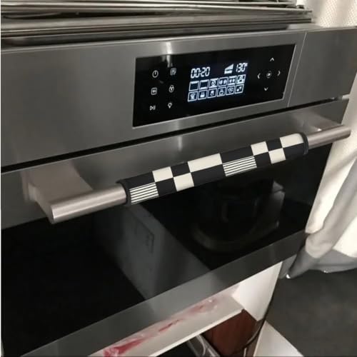 Image of Refrigerator Door Handle Covers Set of 6 Washable Kitchen Appliance Decor Handles Keep Clean Anti-Slip Fridge Accessories Home Decor, Black White Plaid
