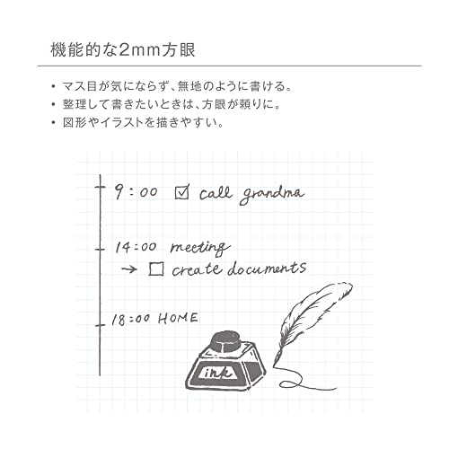 Carnet de notes A5W kleid 8915-05 à grille gris horizontal de 2 mm
