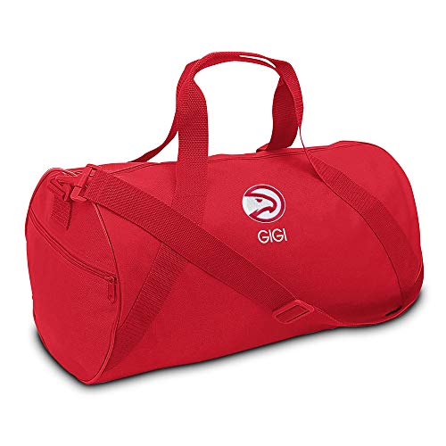 Atlanta Hawks Personalized Duffel Bags for Kids - Official NBA Logo Embroidery, Removable Shoulder Strap, Polyester, 19” x 14” (Red)