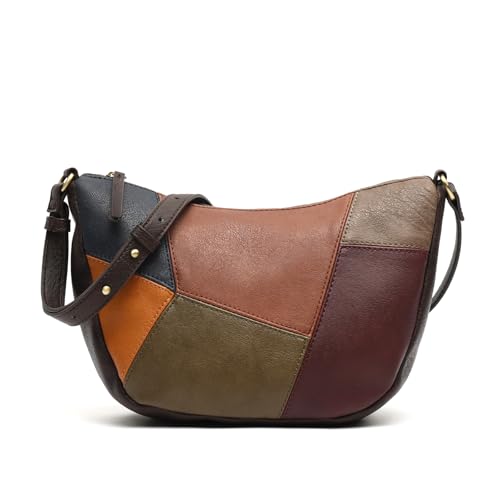 MISAKO Popu bolso bandolera con estampado patchwork Mujer - Popu Multicolor 19x29x8cm