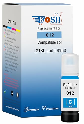Image of KOSH 011 & 012 Refill Ink Bottle Compatible for Epson L8180 and L8160 Printers (1, Cyan)